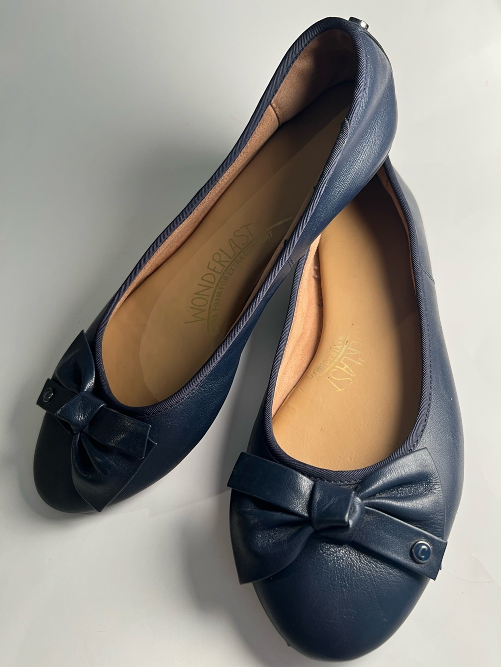 Circus by Sam Edelman Leather Navy Bow Accent Comfort Ballet Flats Size 9.5